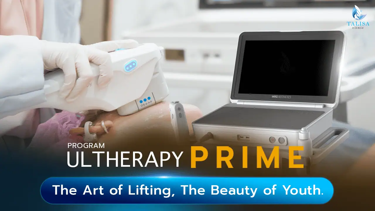 Ultherapy Prime device and handpiece for non-surgical face lifting and skin tightening at Talisa Clinic