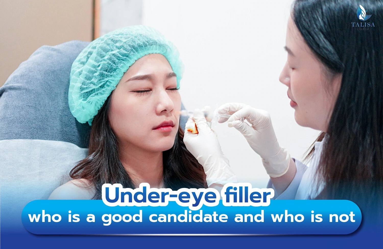 Close-up of a patient undergoing an under-eye filler treatment.