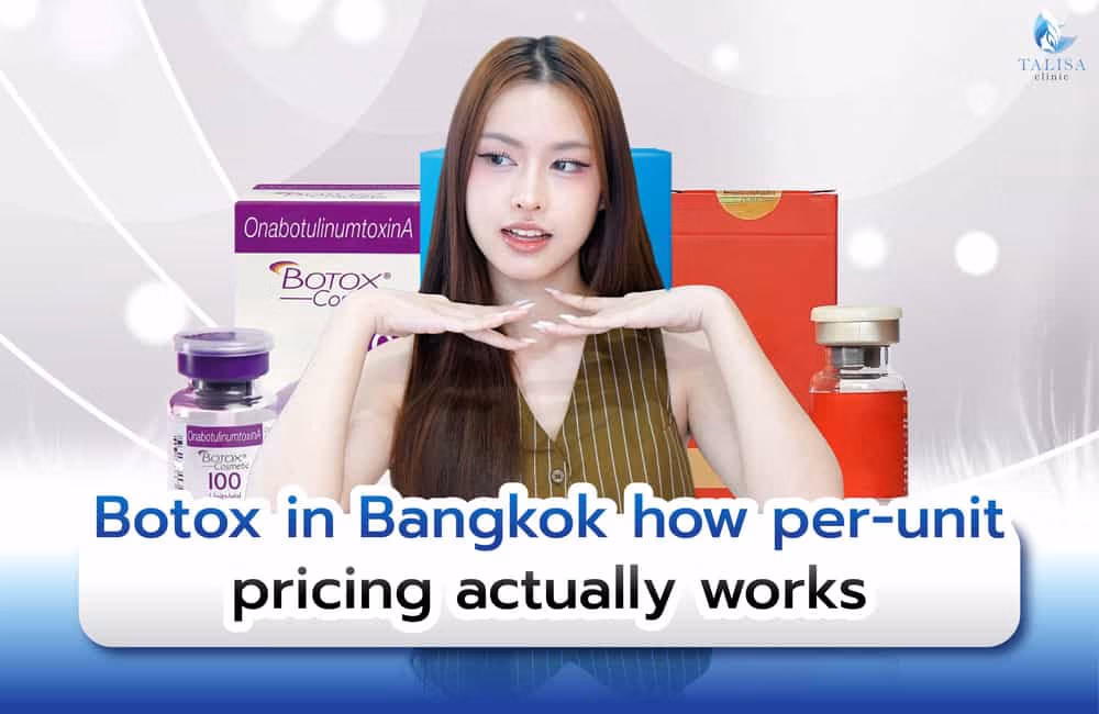 Woman considering botox in Bangkok as she checks fine lines around her eyes and brow