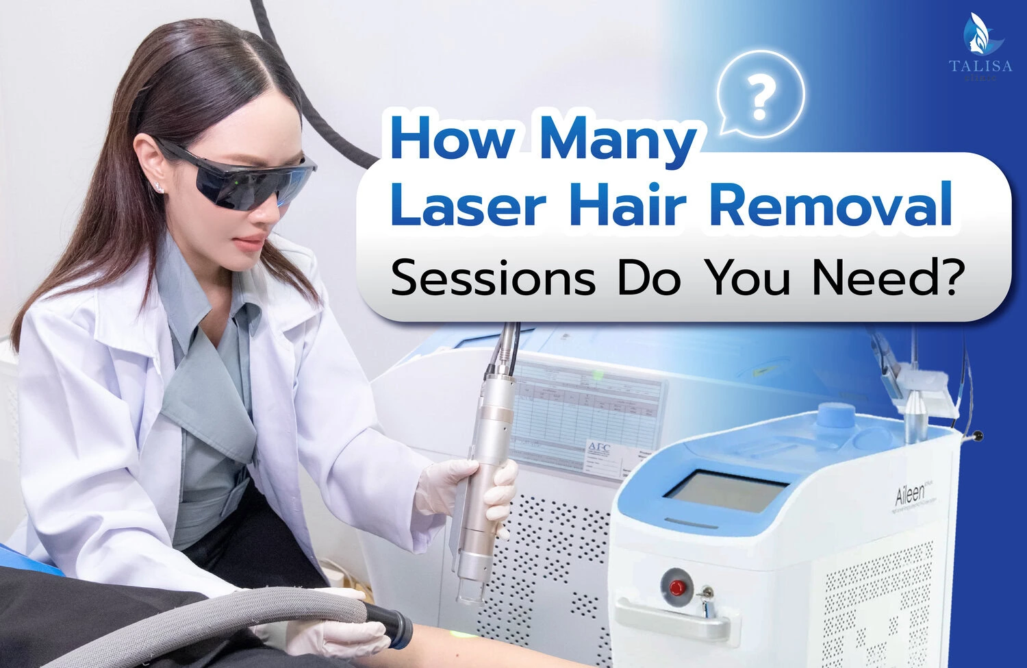 Woman’s legs prepared with gel for a laser hair removal session at a clinic